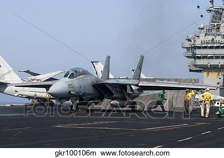 An F-14D Tomcat in launch position on the flight deck of USS Theodore Roosevelt. View Large Photo Image Picture - An F-14D Tomcat in launch position on the flight deck of USS Theodore Roosevelt.. Fotosearch