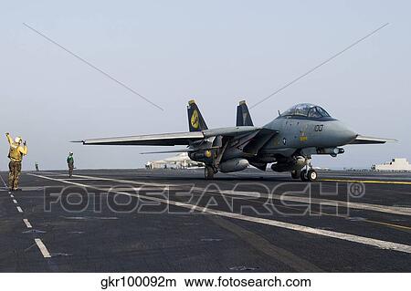 An F-14D Tomcat on the flight deck of USS Theodore Roosevelt. View Large Photo Image Picture - An F-14D Tomcat on the flight deck of USS Theodore Roosevelt.. Fotosearch