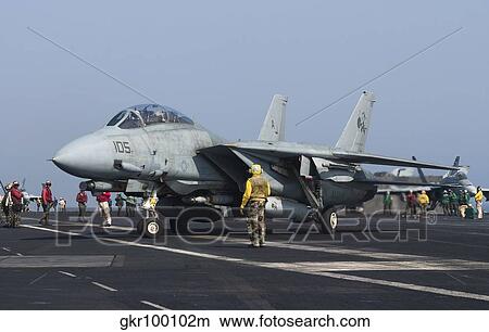 An F-14D Tomcat on the flight deck of USS Theodore Roosevelt. View Large Photo Image Picture - An F-14D Tomcat on the flight deck of USS Theodore Roosevelt.. Fotosearch