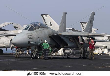 An F-14D Tomcat on the flight deck of USS Theodore Roosevelt. View Large Photo Image Picture - An F-14D Tomcat on the flight deck of USS Theodore Roosevelt.. Fotosearch