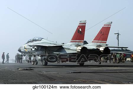 An F-14D Tomcat on the flight deck of USS Theodore Roosevelt. View Large Photo Image Picture - An F-14D Tomcat on the flight deck of USS Theodore Roosevelt.. Fotosearch