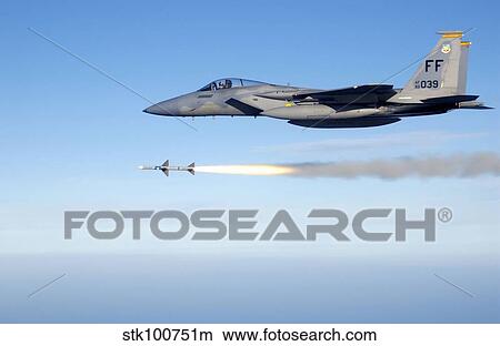 An F-15 Eagle fires an AIM-7 Sparrow medium range air-to-air missile. View Large Photo Image Picture - An F-15 Eagle fires an AIM-7 Sparrow medium range air-to-air missile.. Fotosearch