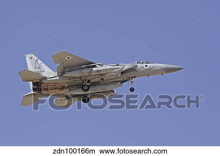 An F-15A Baz of the Israeli Air Force during landing procedure. View Large Photo Image Picture - An F-15A Baz of the Israeli Air Force during landing procedure.. Fotosearch