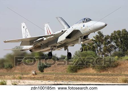 An F-15C Baz of the Israeli Air Force landing at Tel Nof Air Force Base. View Large Photo Image Picture - An F-15C Baz of the Israeli Air Force landing at Tel Nof Air Force Base.. Fotosearch