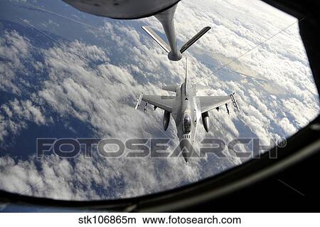 Picture - An F-16 Fighting Falcon prepares for aerial refueling.. Fotosearch