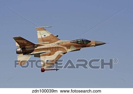 An F-16A Netz of the Israeli Air Force in flight over Israel. View Large Photo Image Picture - An F-16A Netz of the Israeli Air Force in flight over Israel.. Fotosearch
