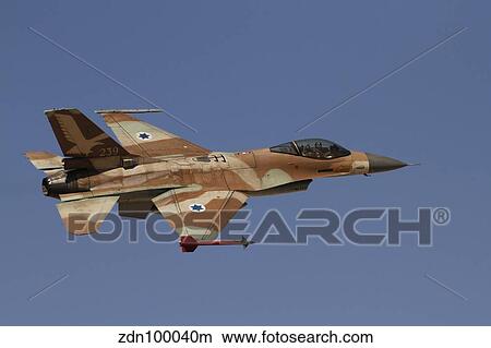 Picture - An F-16A Netz of the Israeli Air Force in flight over Israel.. Fotosearch