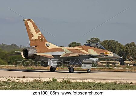 An F-16A Netz of the Israeli Air Force on the runway. View Large Photo Image Picture - An F-16A Netz of the Israeli Air Force on the runway.. Fotosearch