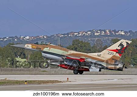 An F-16A Netz of the Israeli Air Force landing at Ramat David Air Force Base. View Large Photo Image Picture - An F-16A Netz of the Israeli Air Force landing at Ramat David Air Force Base.. Fotosearch
