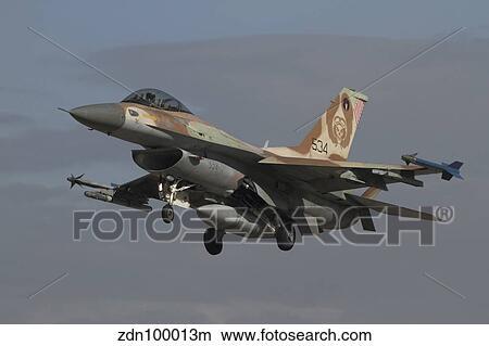 An F-16C Barak of the Israeli Air Force prepares for landing. View Large Photo Image Picture - An F-16C Barak of the Israeli Air Force prepares for landing.. Fotosearch