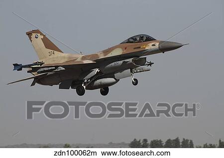 An F-16C Barak of the Israeli Air Force prepares for landing. View Large Photo Image Picture - An F-16C Barak of the Israeli Air Force prepares for landing.. Fotosearch