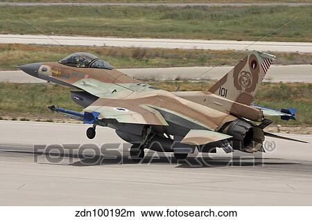 An F-16C Barak of the Israeli Air Force landing at Hatzor Air Force Base. View Large Photo Image Picture - An F-16C Barak of the Israeli Air Force landing at Hatzor Air Force Base.. Fotosearch