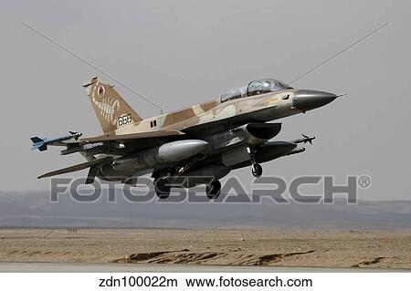 An F-16D Barak of the Israeli Air Force landing at Ovda Air Force Base. View Large Photo Image Picture - An F-16D Barak of the Israeli Air Force landing at Ovda Air Force Base.. Fotosearch