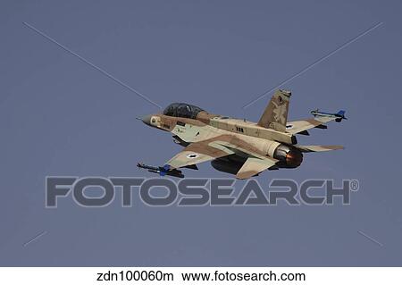 An F-16D Barak of the Israeli Air Force flying over Israel. View Large Photo Image Picture - An F-16D Barak of the Israeli Air Force flying over Israel.. Fotosearch