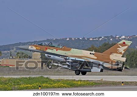 An F-16D Barak of the Israeli Air Force landing at Ramat David Air Force Base. View Large Photo Image Picture - An F-16D Barak of the Israeli Air Force landing at Ramat David Air Force Base.. Fotosearch