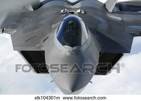 Picture - An F-22 Raptor prepares for refueling.. Fotosearch
