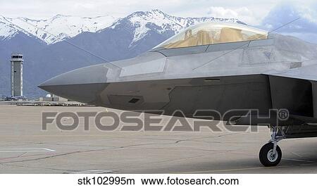 Picture - An F-22 Raptor prepares for take-off.. Fotosearch