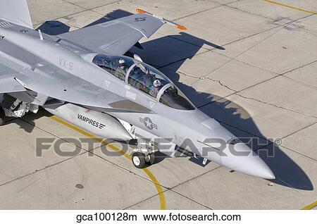 Picture - An F/A-18 Super Hornet of the U. S. Navy air test and evaluation squadron.. Fotosearch