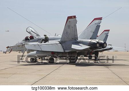 An F/A-18C Hornet being readied for flight at MCAS Miramar, California. View Large Photo Image Picture - An F/A-18C Hornet being readied for flight at MCAS Miramar, California.. Fotosearch