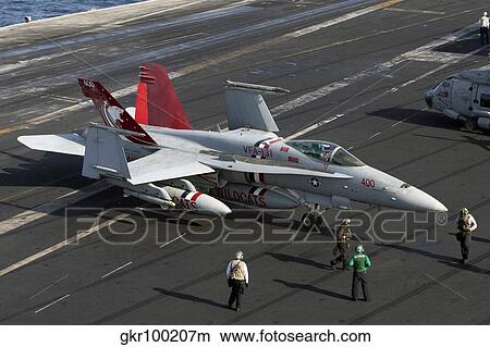 An F/A-18C Hornet during flight operations on USS Dwight D. Eisenhower. View Large Photo Image Picture - An F/A-18C Hornet during flight operations on USS Dwight D. Eisenhower.. Fotosearch