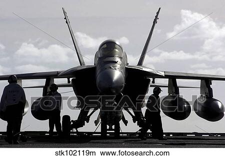 An F/A-18E Super Hornet on the flight deck aboard USS Ronald Reagan. View Large Photo Image Picture - An F/A-18E Super Hornet on the flight deck aboard USS Ronald Reagan.. Fotosearch