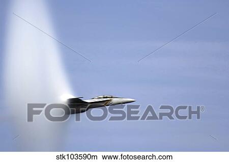 An F/A-18E Super Hornet reaches the speed of sound. View Large Photo Image Picture - An F/A-18E Super Hornet reaches the speed of sound.. Fotosearch