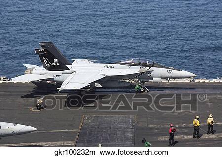 An F/A-18F Super Hornet during flight operations on USS Dwight D. Eisenhower. View Large Photo Image Picture - An F/A-18F Super Hornet during flight operations on USS Dwight D. Eisenhower.. Fotosearch