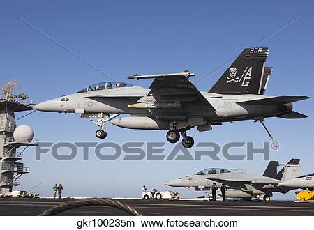 An F/A-18F Super Hornet during flight operations on USS Dwight D. Eisenhower. View Large Photo Image Picture - An F/A-18F Super Hornet during flight operations on USS Dwight D. Eisenhower.. Fotosearch