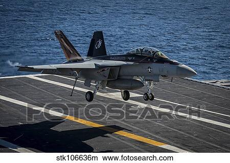 An F/A-18F Super Hornet lands on the flight deck of USS Nimitz. View Large Photo Image Picture - An F/A-18F Super Hornet lands on the flight deck of USS Nimitz.. Fotosearch