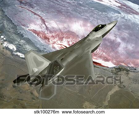 Picture - An F/A-22 Raptor flies a training mission.. Fotosearch