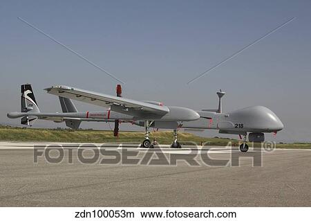 An IAI Heron unmanned aerial vehicle at Tel Nof Air Force Base, Israel. View Large Photo Image Picture - An IAI Heron unmanned aerial vehicle at Tel Nof Air Force Base, Israel.. Fotosearch