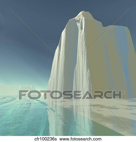 Stock Illustration - An iceberg is frozen in the clear ice of the ocean.. Fotosearch
