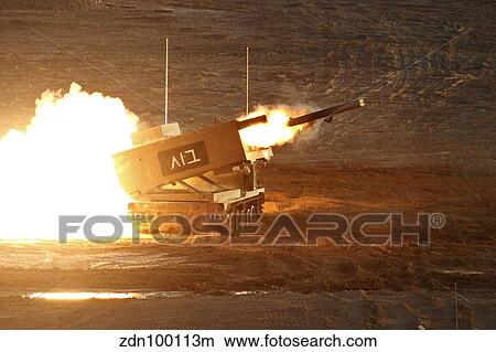 An Israel Defense Force Artillery Core MLRS launches a rocket. View Large Photo Image Picture - An Israel Defense Force Artillery Core MLRS launches a rocket.. Fotosearch