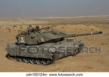 An Israel Defense Force Magach 7 main battle tank in the Negev desert. View Large Photo Image Picture - An Israel Defense Force Magach 7 main battle tank in the Negev desert.. Fotosearch