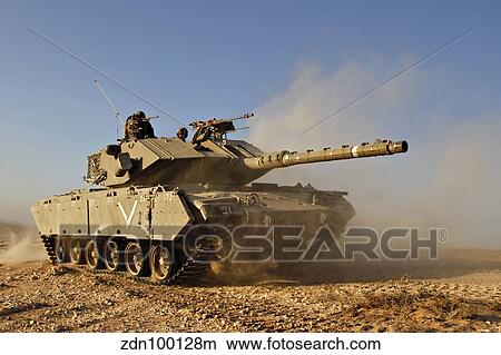 An Israel Defense Force Magach 7 main battle tank in the Negev desert. View Large Photo Image Picture - An Israel Defense Force Magach 7 main battle tank in the Negev desert.. Fotosearch