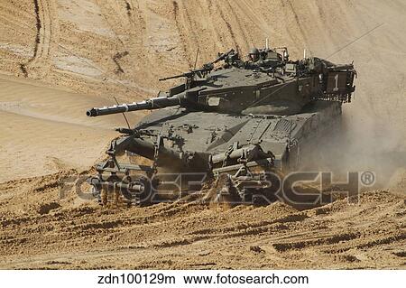 An Israel Defense Force Merkava Mark II battle tank with mine clearing device. View Large Photo Image Picture - An Israel Defense Force Merkava Mark II battle tank with mine clearing device.. Fotosearch