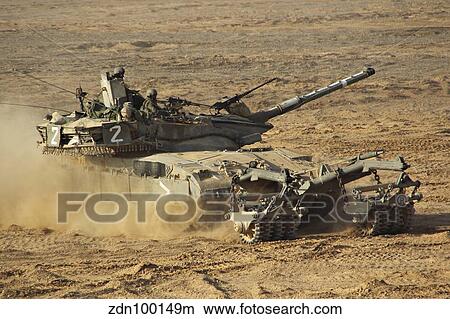 An Israel Defense Force Merkava Mark II battle tank with mine clearing device. View Large Photo Image Picture - An Israel Defense Force Merkava Mark II battle tank with mine clearing device.. Fotosearch