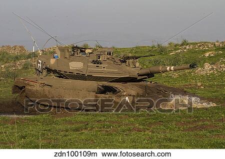 Picture - An Israel Defense Force Merkava Mark IV main battle tank.. Fotosearch