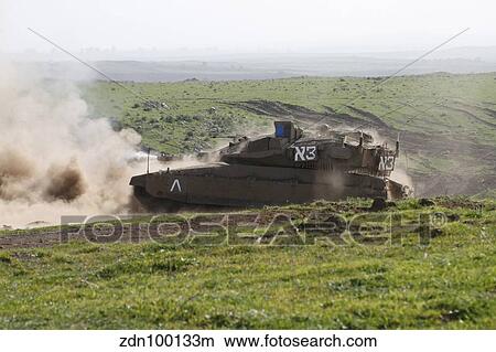 Picture - An Israel Defense Force Merkava Mark IV main battle tank.. Fotosearch