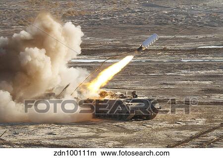 An Israel Defense Force Puma M26 launches a mine clearing line charge. View Large Photo Image Picture - An Israel Defense Force Puma M26 launches a mine clearing line charge.. Fotosearch