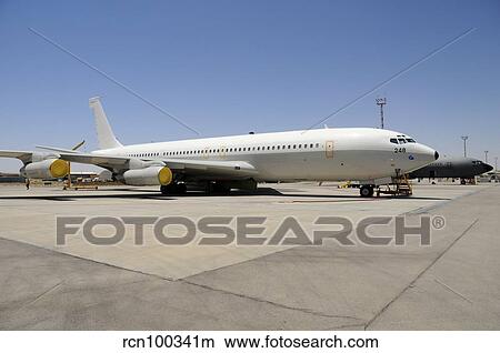 An Israeli Air Force Boeing 707 Re'em tanker at Nevatim Airbase. View Large Photo Image Picture - An Israeli Air Force Boeing 707 Re'em tanker at Nevatim Airbase.. Fotosearch