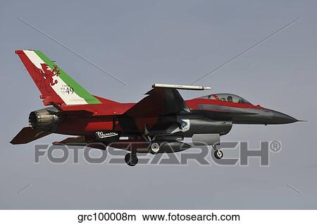 An Italian Air Force F-16 Air Defense Fighter prepares for landing. View Large Photo Image Picture - An Italian Air Force F-16 Air Defense Fighter prepares for landing.. Fotosearch