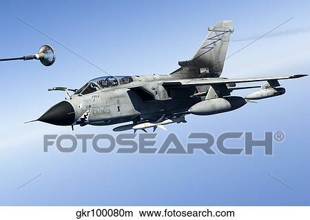 An Italian Air Force Tornado IDS conducts in-flight refueling. View Large Photo Image Picture - An Italian Air Force Tornado IDS conducts in-flight refueling.. Fotosearch