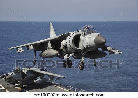 Picture - An Italian Navy Av-8B Harrier II prepares for landing.. Fotosearch