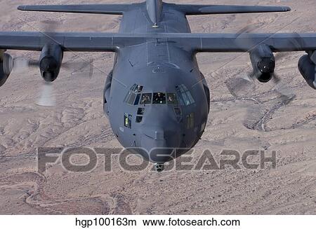 Picture - An MC-130 aircraft manuevers during a training mission over New Mexico.. Fotosearch