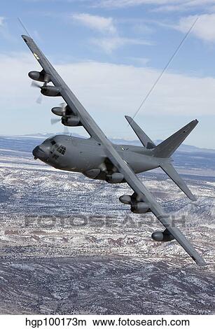 An MC-130 aircraft manuevers during a training mission over New Mexico. View Large Photo Image Picture - An MC-130 aircraft manuevers during a training mission over New Mexico.. Fotosearch