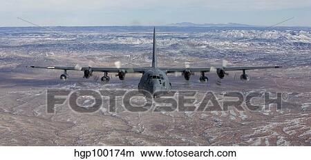 Picture - An MC-130 aircraft manuevers during a training mission over New Mexico.. Fotosearch