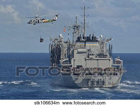 An MH-60S Sea Hawk conducts a vertical replenishment with USNS Bridge. View Large Photo Image Picture - An MH-60S Sea Hawk conducts a vertical replenishment with USNS Bridge.. Fotosearch