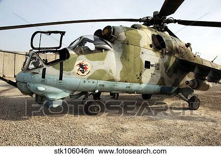 Picture - An MI-24 Russian helicopter.. Fotosearch