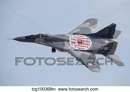 An MiG-29 Fulcrum of the Polish Air Force in flight. View Large Photo Image Picture - An MiG-29 Fulcrum of the Polish Air Force in flight.. Fotosearch